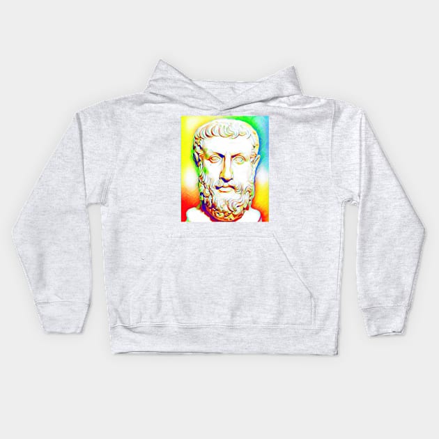 Parmenides of Elea Colourful Portrait | Parmenides of Elea Artwork 11 Kids Hoodie by JustLit